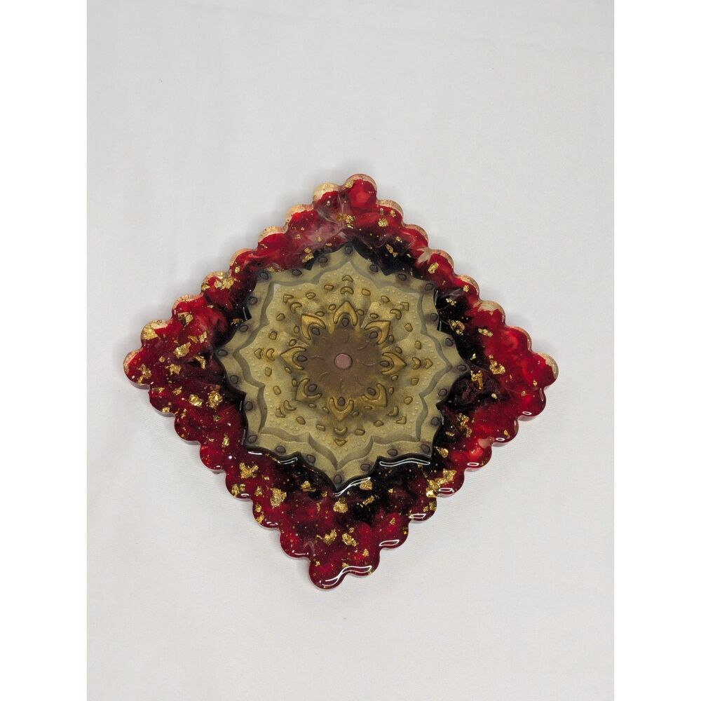 Resin Wall Art - Red, Gold, Handmade, New